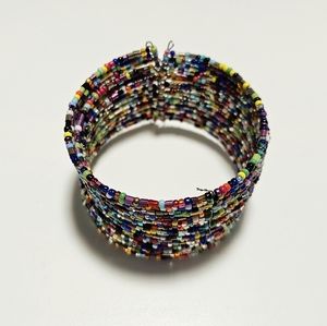 Brilliant seed bead multicolor cuff bracelet